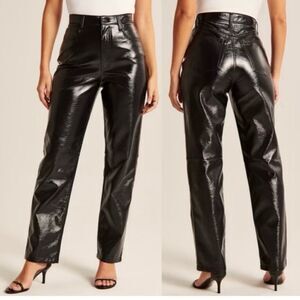 NWT Abercrombie & Fitch ‘90s Straight Ultra High Rise Shiny Vegan Leather Pants